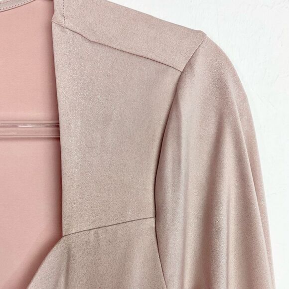 Express Blushing Mauve Body Contour Metallic Twist Bodysuit XL New - Picture 3 of 6